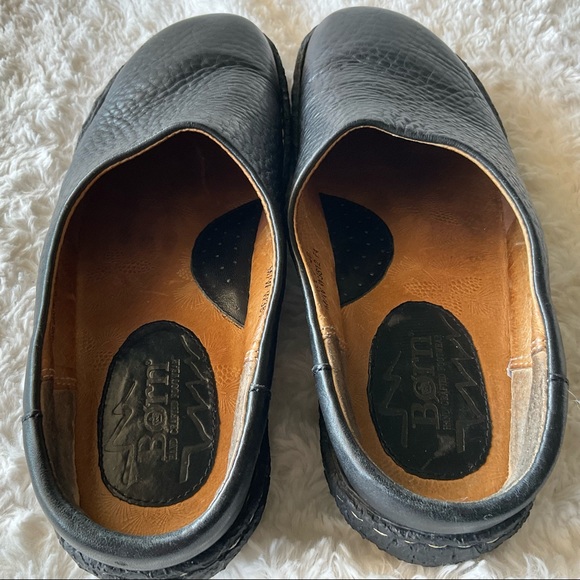 Born Black Leather Wedge Slip-on Clogs Mules Size 8 1/2 - Picture 7 of 15